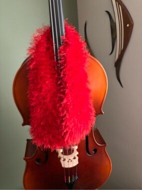 Elegant Red Fuzzy Scarf 
28” x 5”